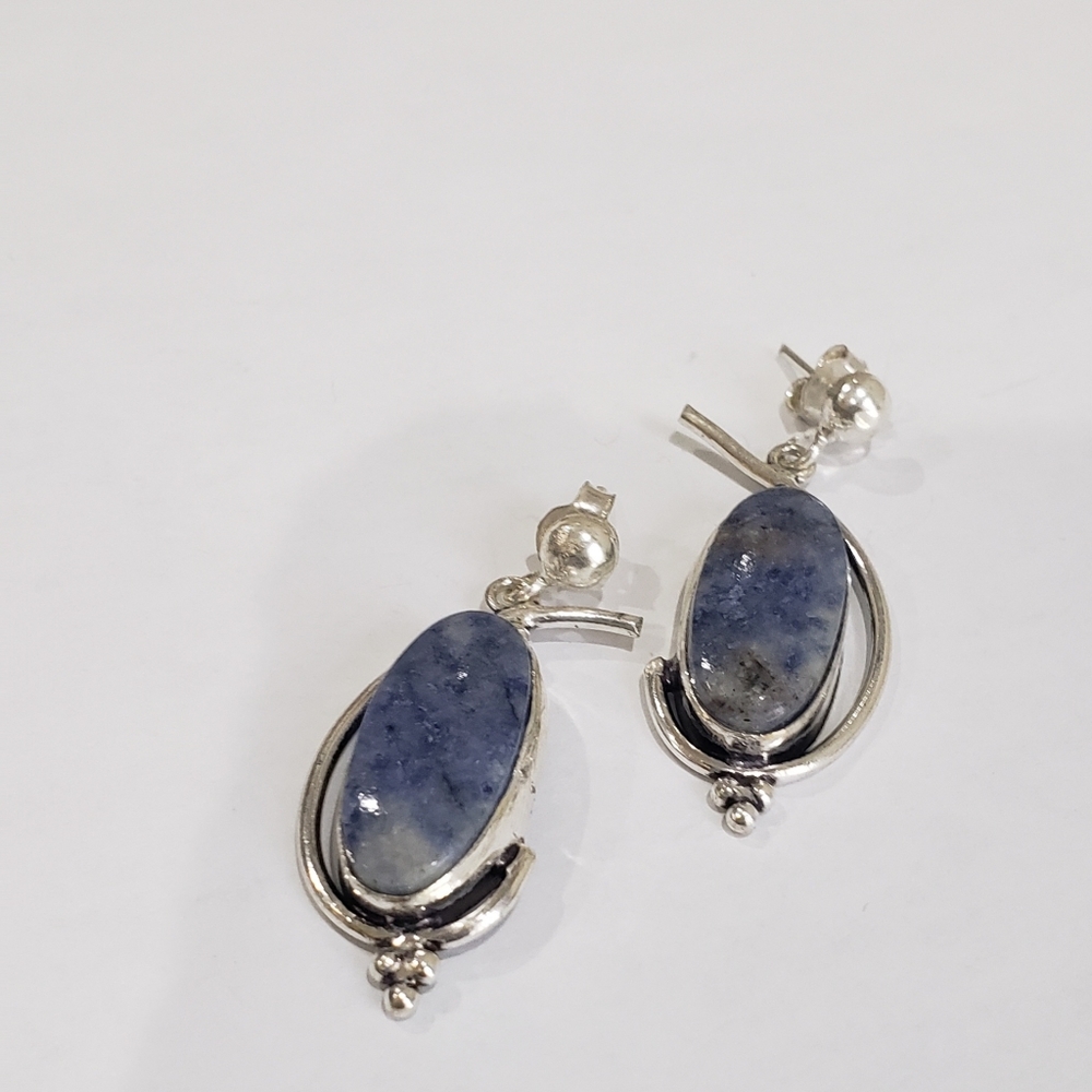 Handmade Sodalite 925 Silver Earrings - Picture 2 of 11